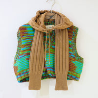 MERYLL ROGGE  ZIPPED HOODIE WITH SCARF CAMEL