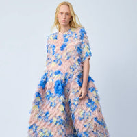 JULIA HEUER  KNOX PLEATED FURRY DRESS IN BLUSH INGRID