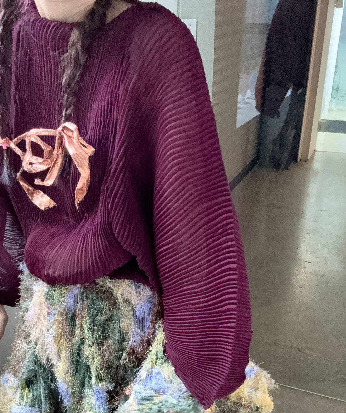 JULIA HEUER  RANA HANDPLEATED TOP IN BURGUNDY
