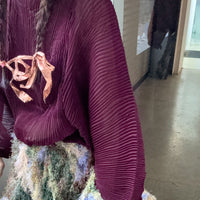 JULIA HEUER  RANA HANDPLEATED TOP IN BURGUNDY