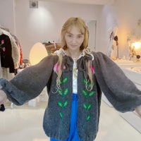 SOFIO GONGLI  RIBBON FLOWER KNIT CARDIGANS