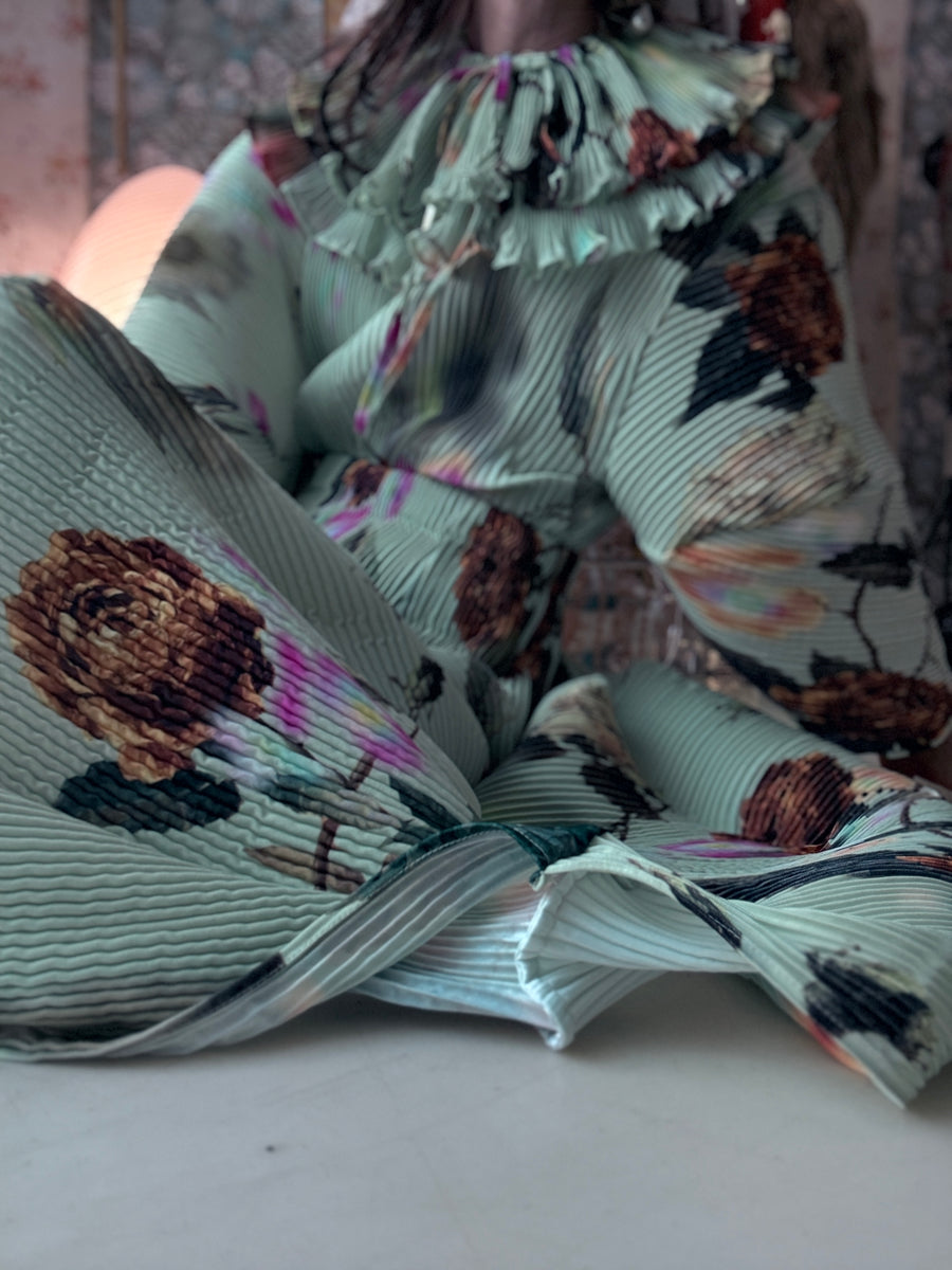 JULIA HEUERKENZA HAND PLEATED SKIRT IN EDWARD GREEN