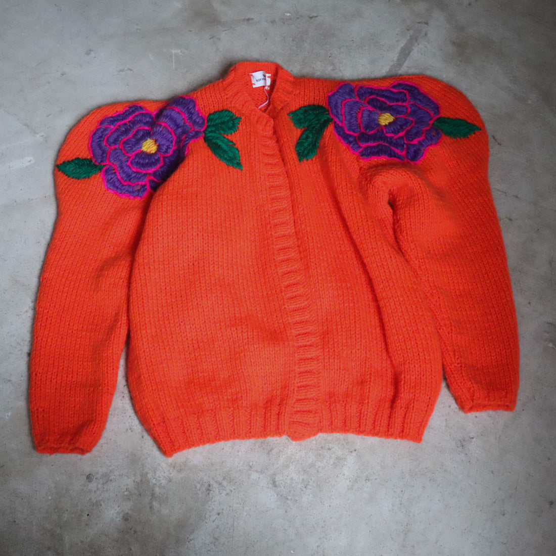 SOFIO GONGLI  FLOWER KNIT CARDIGAN "E"