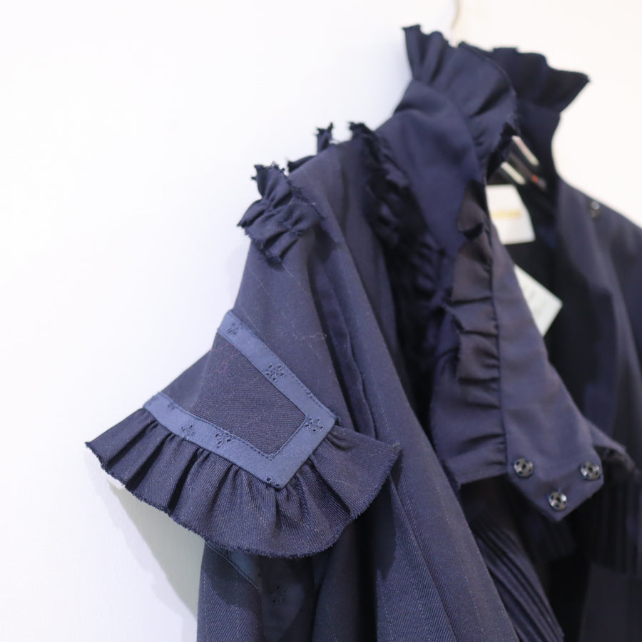 MIKIOSAKABESTRIPED FRILLED JACKET "NAVY"