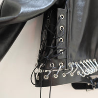 CHOPOVA LOWENA  PATCH BLACK LEATHER JACKET