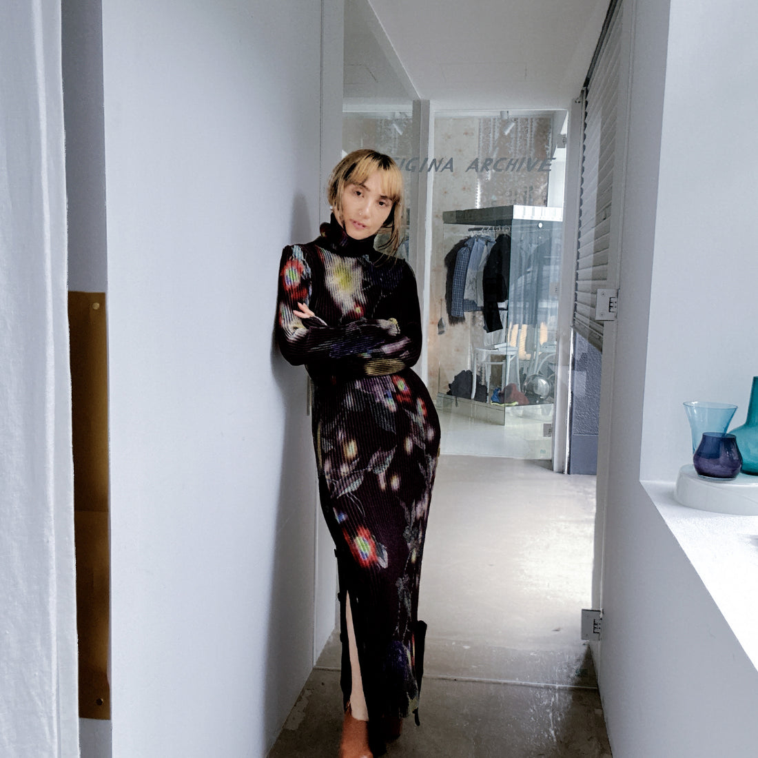 JULIA HEUER  EGON PLEATED KNIT SKIRT IN EDWARD