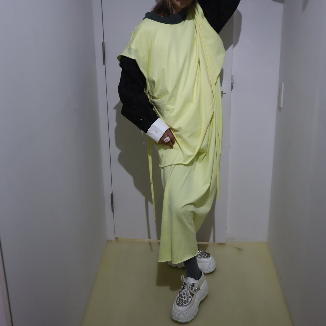 MERYLL ROGGE  DRAPED T-SHIRT DRESS WITH SHIRT SLEEVE