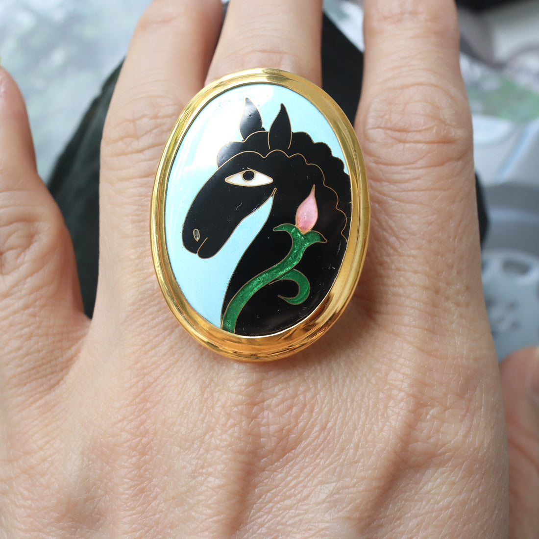 SOFIO GONGLI  RING "HORSE BLACK"