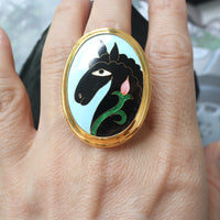 SOFIO GONGLI  RING "HORSE BLACK"