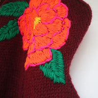 SOFIO GONGLI  FLOWER KNIT CARDIGAN "M"
