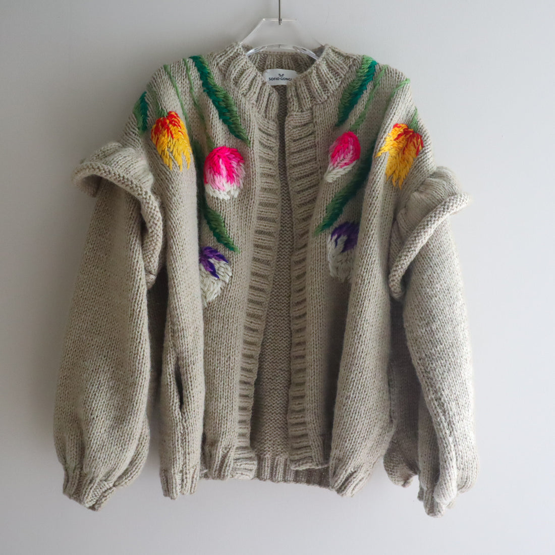 SOFIO GONGLI  FLOWER KNIT CARDIGAN