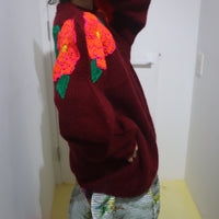 SOFIO GONGLI  FLOWER KNIT CARDIGAN "M"