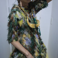 ＜EXCLUSIVE＞JULIA HEUER  KNOX PLEATED FURRY DRESS IN AMBER INGRID