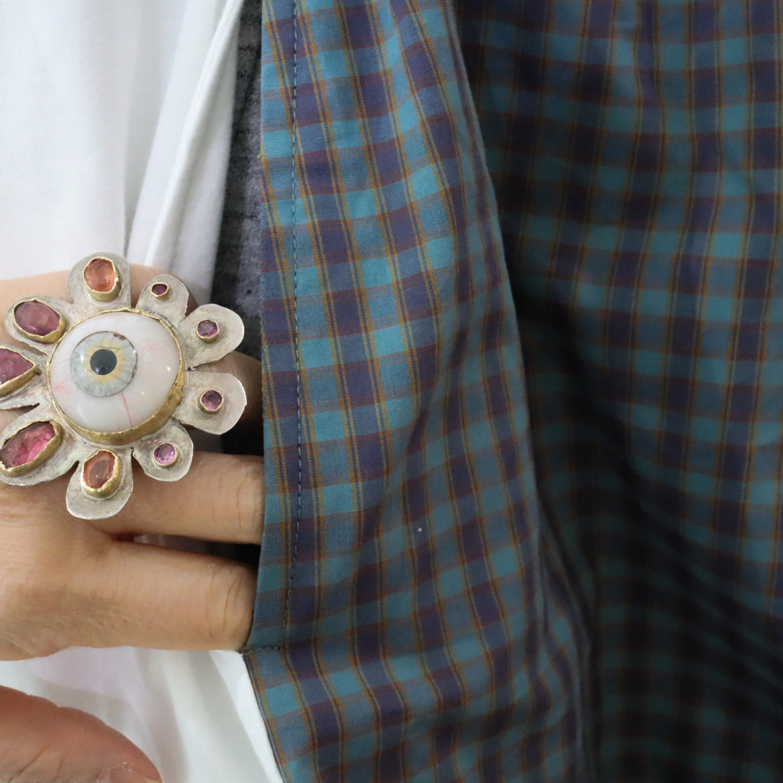 MIKIOSAKEBE  LAYERED PANTS BLACK-GREEN