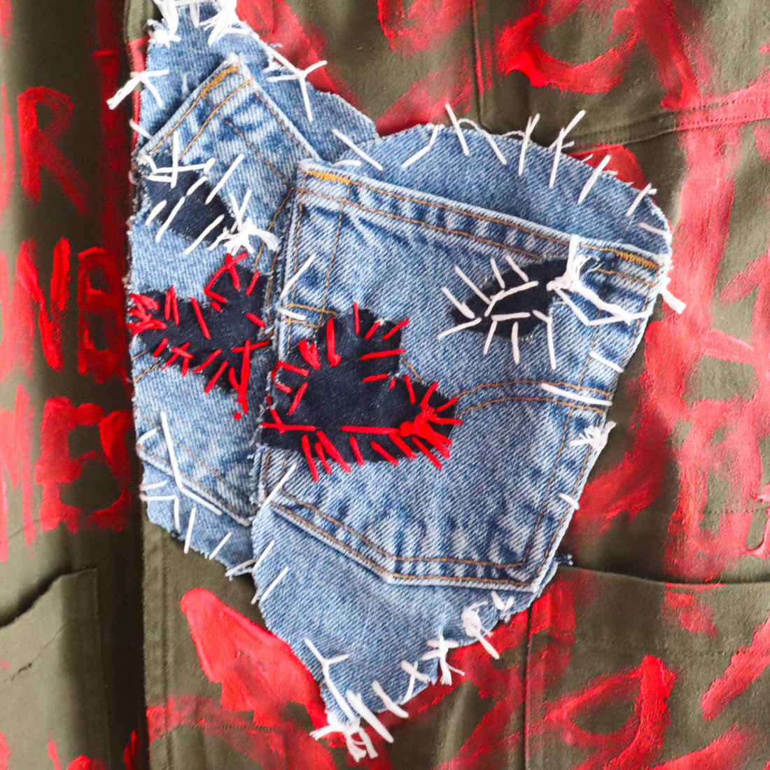 VAVA DUDU  HAND-PAINTED DENIM PATCH COAT