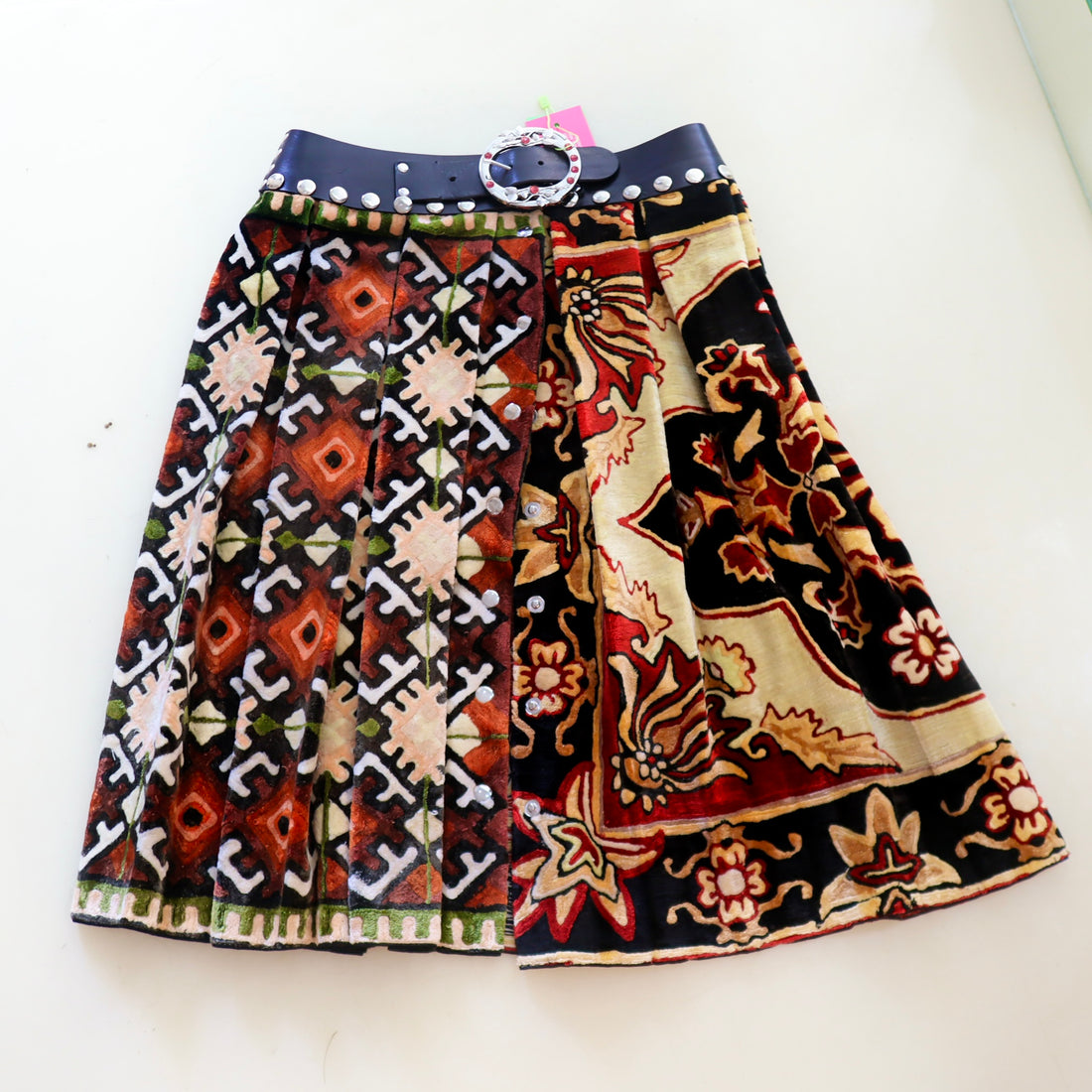 CHOPOVA LOWENA  VELVET CAT MIDI CARABINER SKIRT
