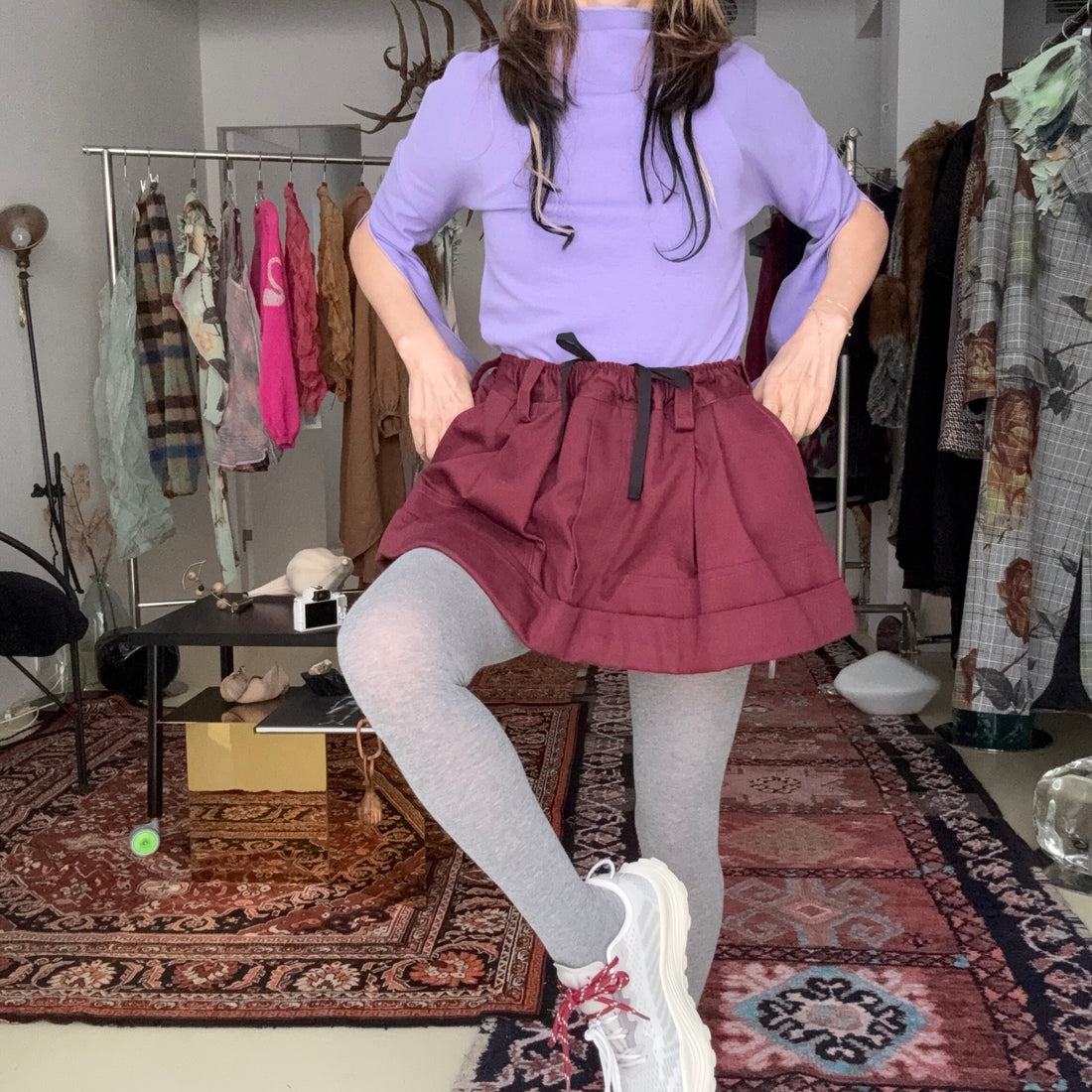 MERYLL ROGGE  MINI WORKWEAR SKIRT  BURGUNDY