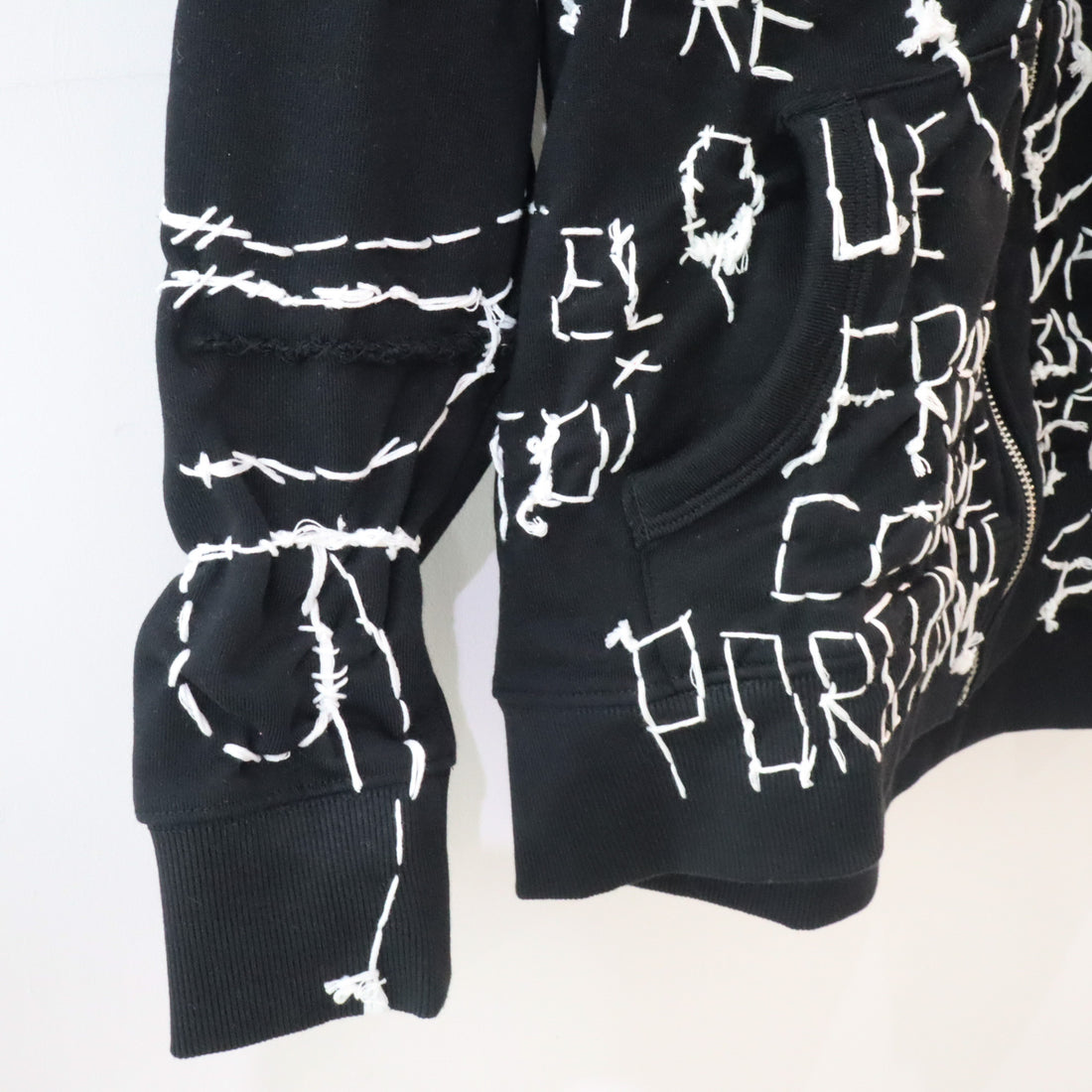 VAVA DUDU  EMBROIDERY HOODIE BLACK&WHITE COLLAR