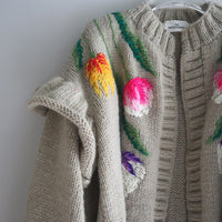 SOFIO GONGLI  FLOWER KNIT CARDIGAN