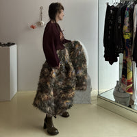 JULIA HEUER  KENZA PLEATED FURRY SKIRT IN AMBER INGRID