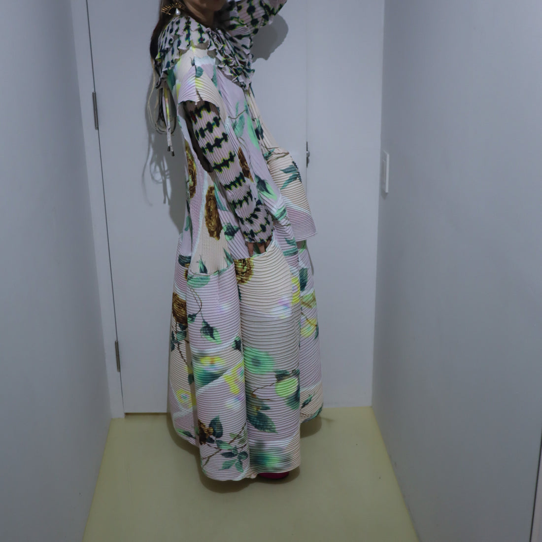 JULIA HEUER  MAYA HANDPLEATED DRESS IN EDWARD