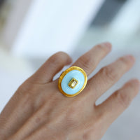 SOFIO GONGLI  STONE RING "YELLOW TOURMALINE"