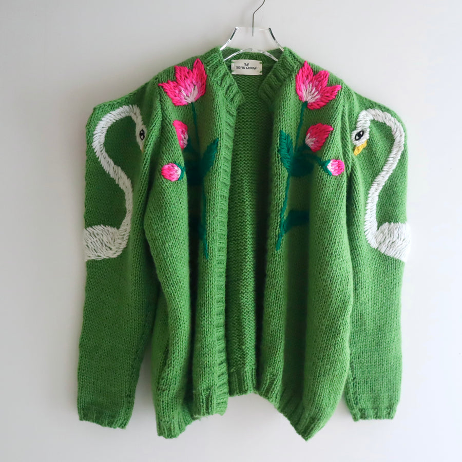 SOFIO GONGLIWAVE KNIT CARDIGAN GREEN “A”