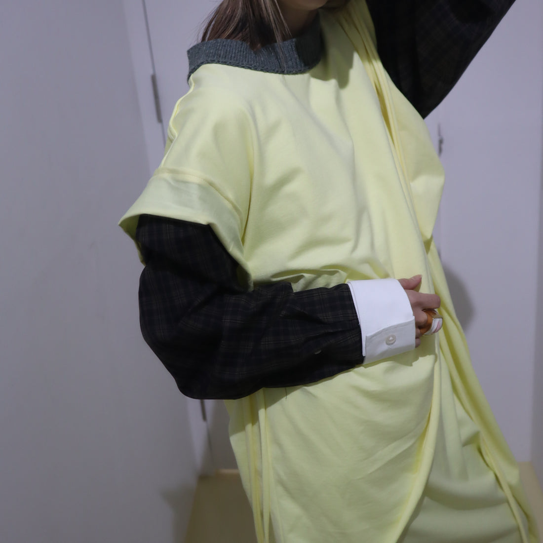 MERYLL ROGGE  DRAPED T-SHIRT DRESS WITH SHIRT SLEEVE