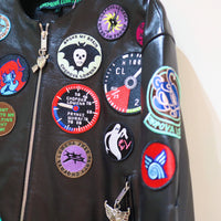 CHOPOVA LOWENA  PATCH BLACK LEATHER JACKET