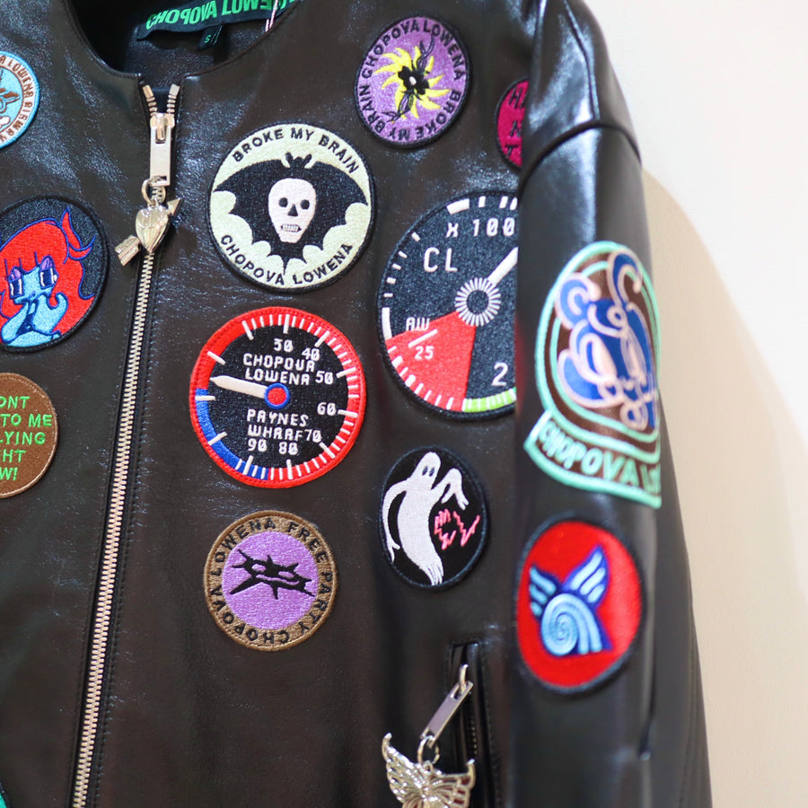 CHOPOVA LOWENAPATCH BLACK LEATHER JACKET
