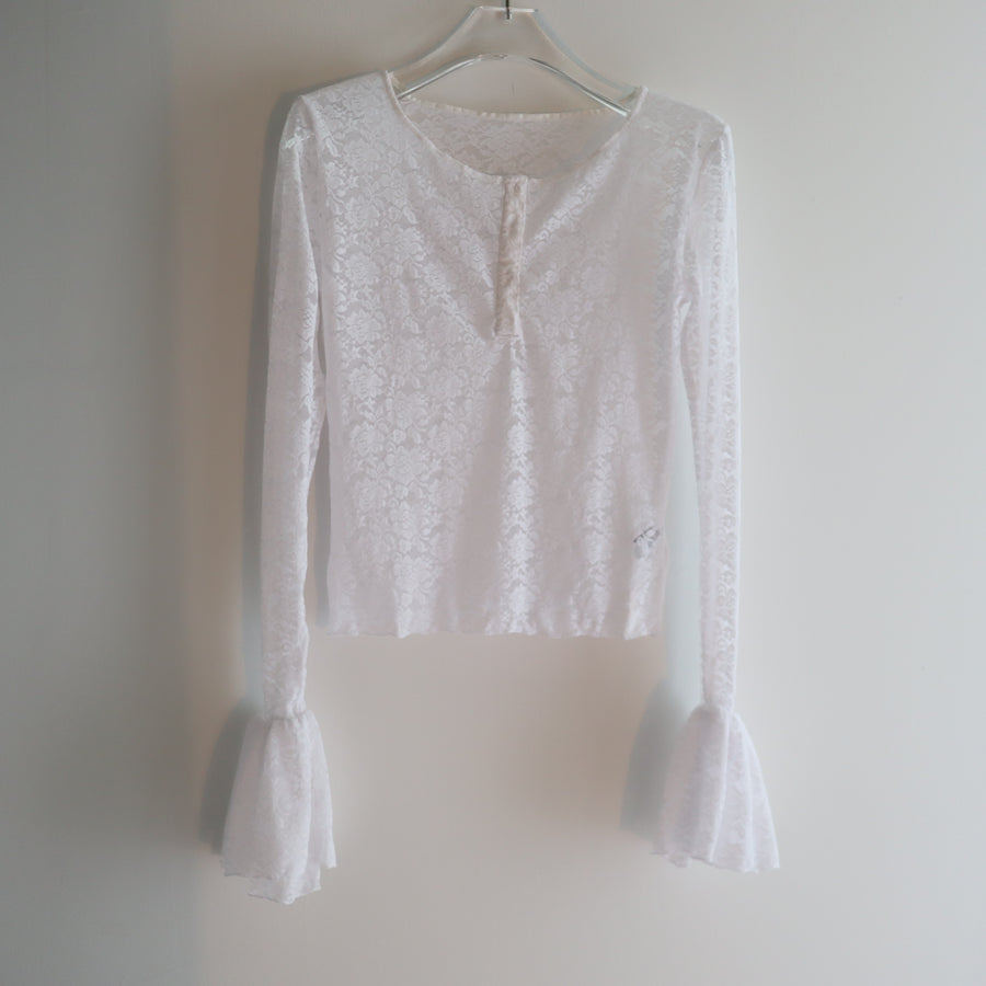 ANIGIGBELL SLEEVE LACE HENLEY TOP