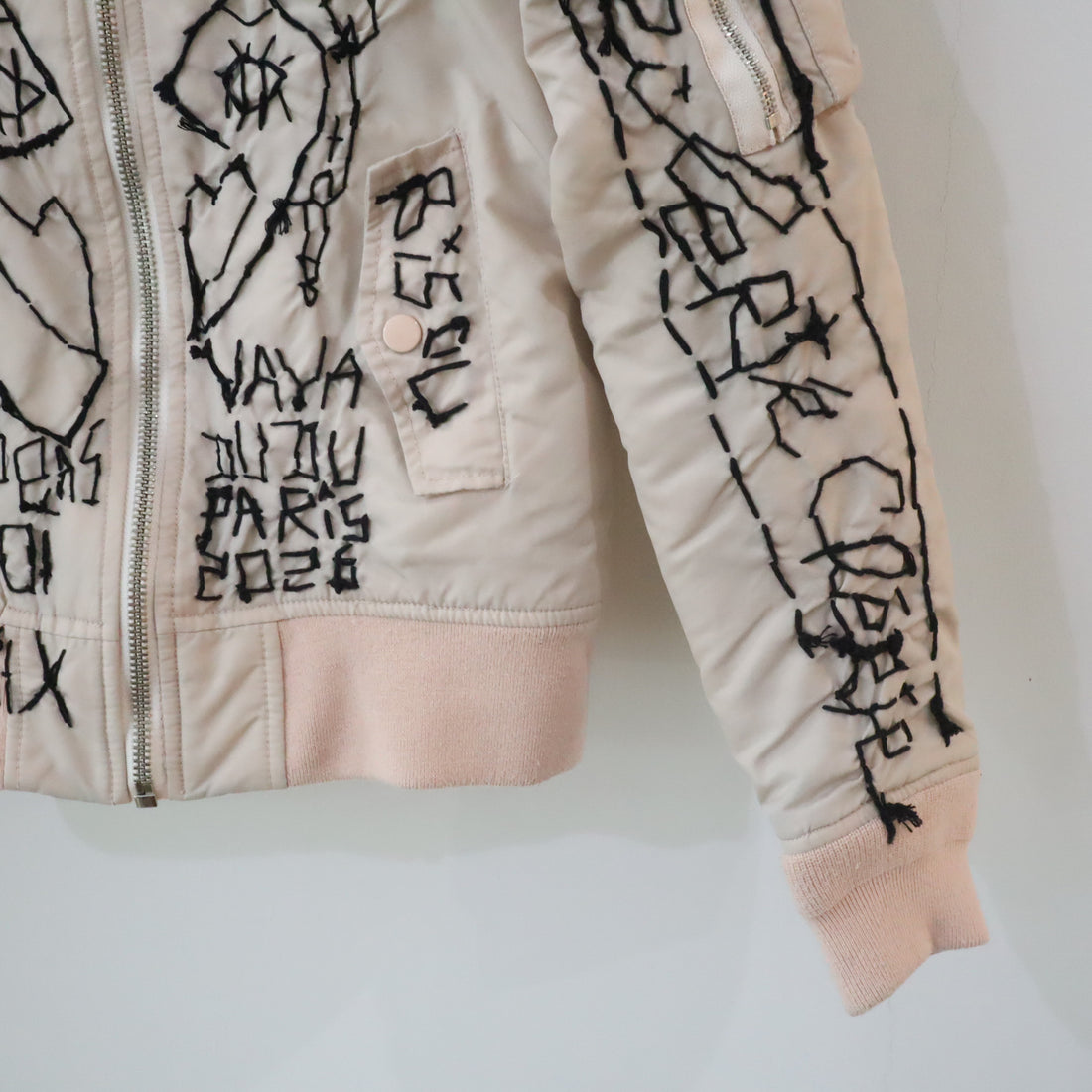 VAVA DUDU  EMBROIDERY MA-1 JACKET PINK BEIGE (C)