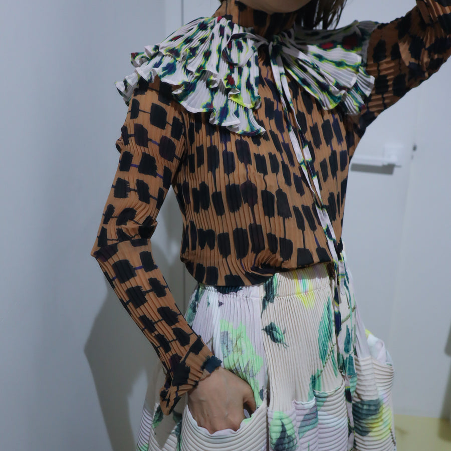 JULIA HEUERKENZA HAND PLEATED SKIRT IN EDWARD PINK