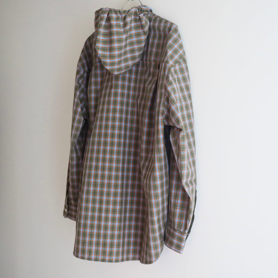 ＜EXCLUSIVE＞MERYLL ROGGE  CLASSIC SHIRT WITH HOOD KHAKI BROWN×ORANGE×BLUE CHECK