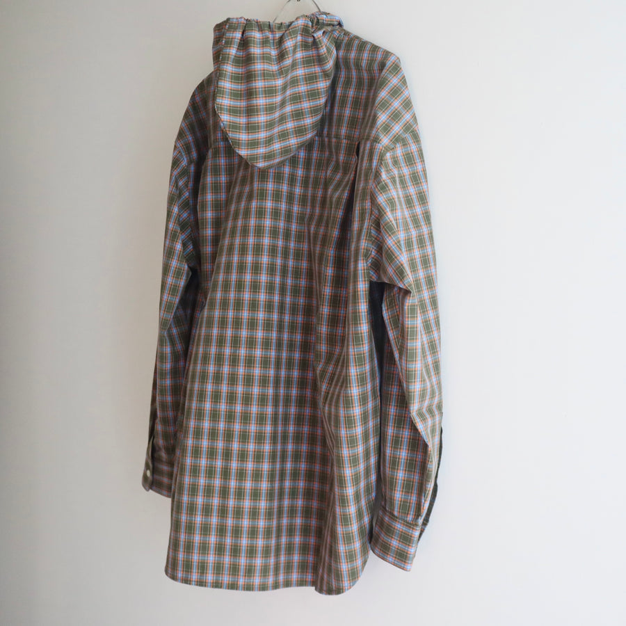＜EXCLUSIVE＞MERYLL ROGGECLASSIC SHIRT WITH HOOD KHAKI BROWN×ORANGE×BLUE CHECK