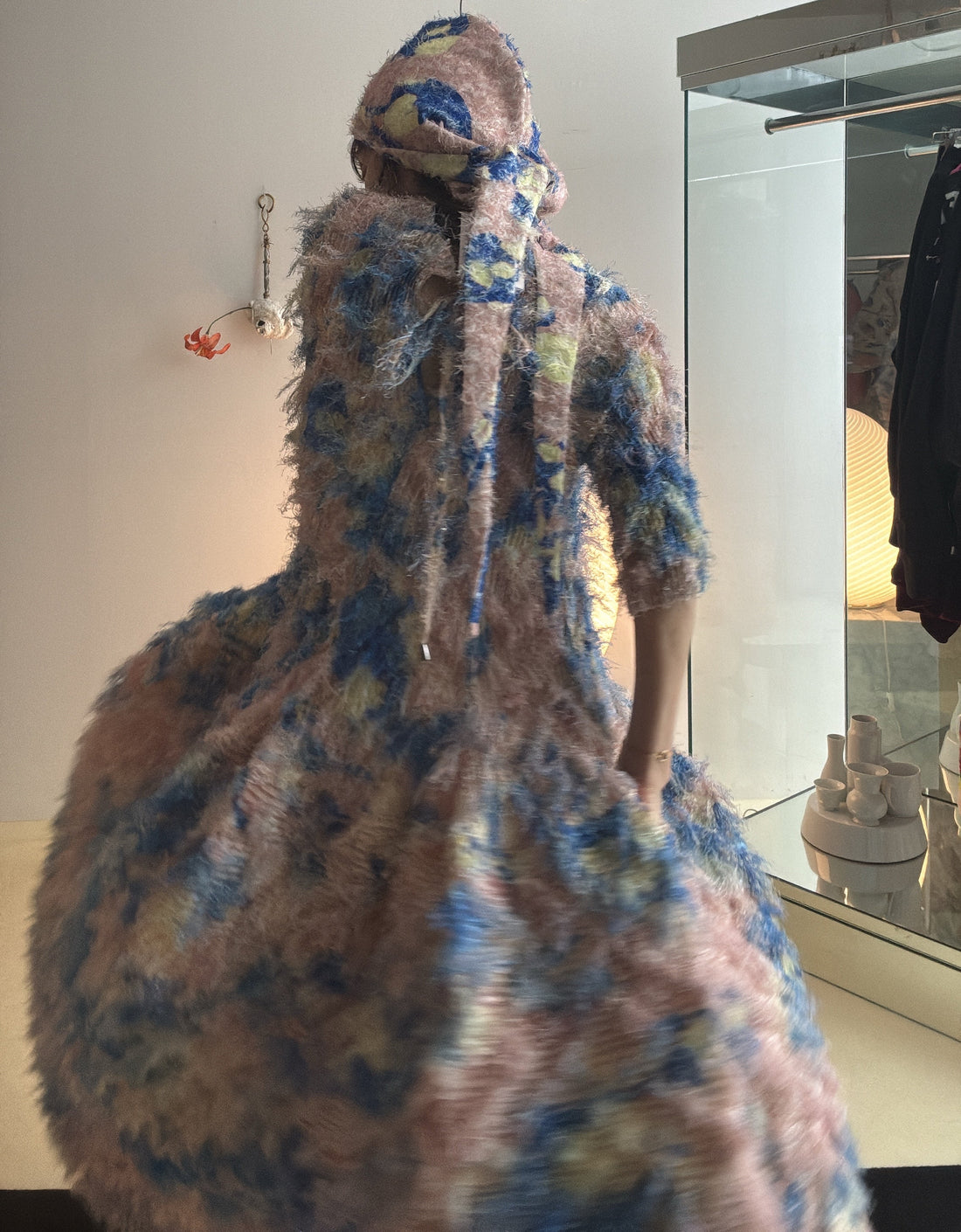 JULIA HEUER  KNOX PLEATED FURRY DRESS IN BLUSH INGRID