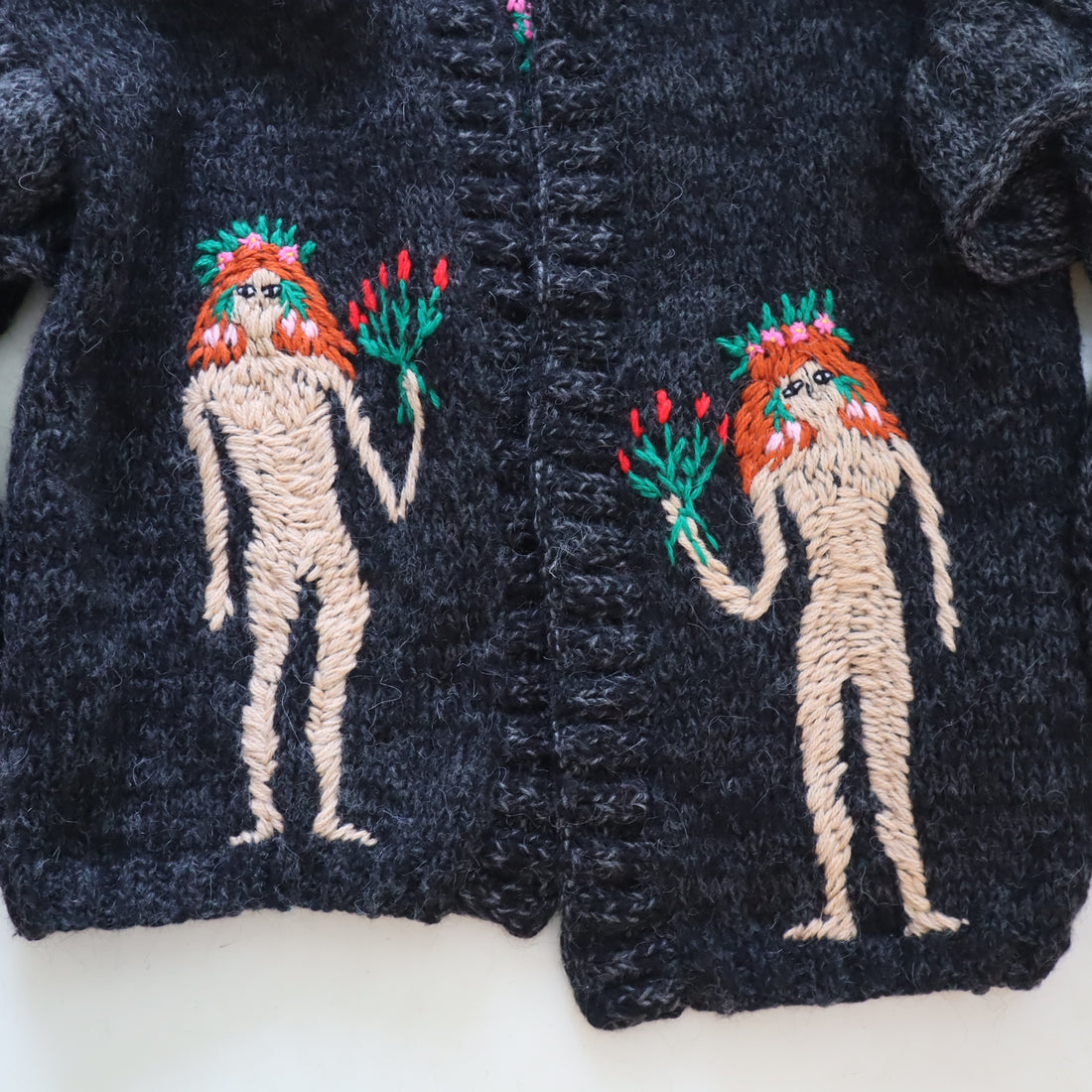 SOFIO GONGLI  FRILL KNIT CARDIGAN DARKGRAY