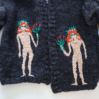 SOFIO GONGLI  FRILL KNIT CARDIGAN DARKGRAY