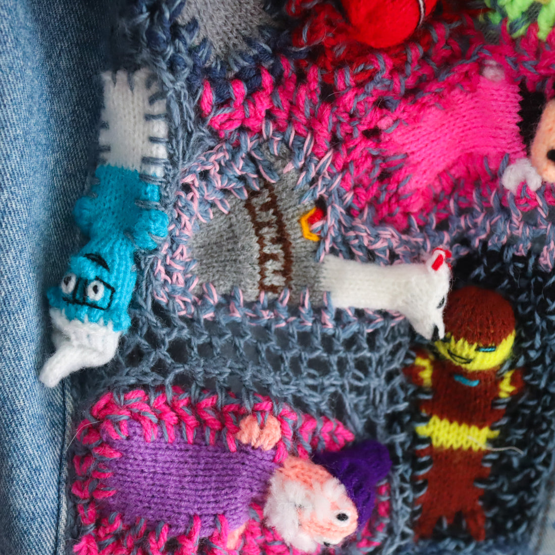 LOU DE BÈTOLY  KNITTED DOLLS JACKET BLUE