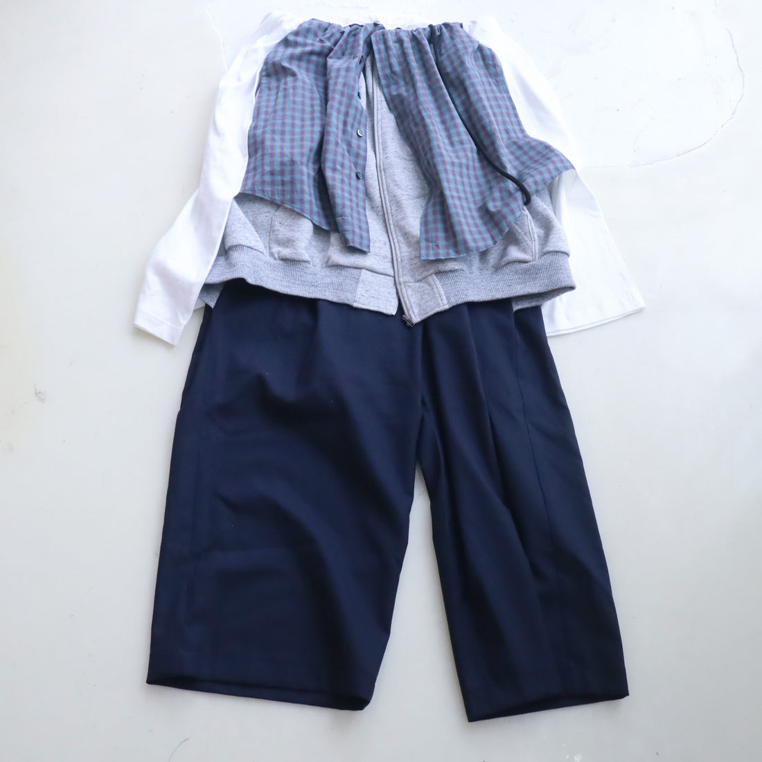 MIKIOSAKEBE  LAYERED PANTS BLACK-GREEN