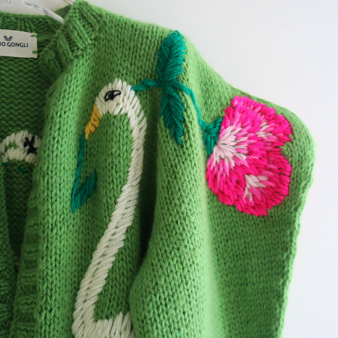 SOFIO GONGLI WAVE KNIT CARDIGAN GREEN “B“