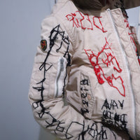 VAVA DUDU  EMBROIDERY MA-1 JACKET PINK BEIGE (A)