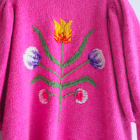 SOFIO GONGLI  FLOWER KNIT CARDIGAN PINK