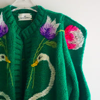 SOFIO GONGLI  SWAN KNIT CARDIGAN GREEN