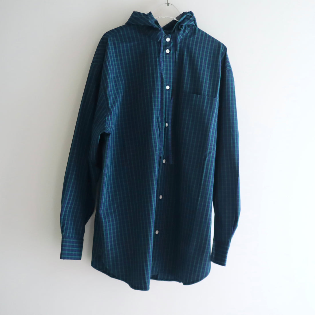 ＜EXCLUSIVE＞MERYLL ROGGE  CLASSIC SHIRT WITH HOOD GREEN×BLUE×BLACK CHECK