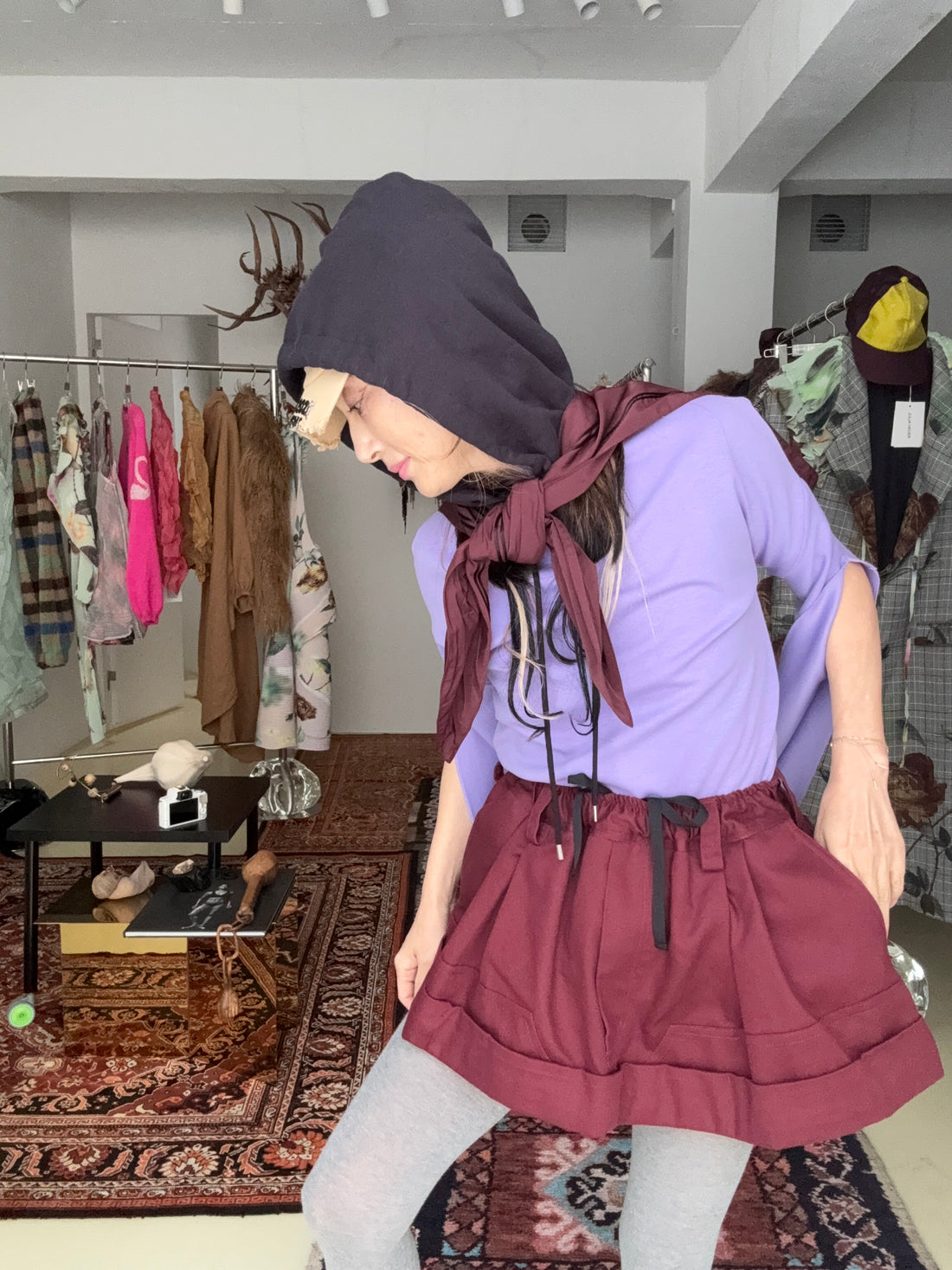 MERYLL ROGGE MINI WORKWEAR SKIRT BURGUNDY – GIGINA