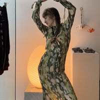 JULIA HEUER  HUXLEY SMOCK PLEATED DRESS IN BRUNO