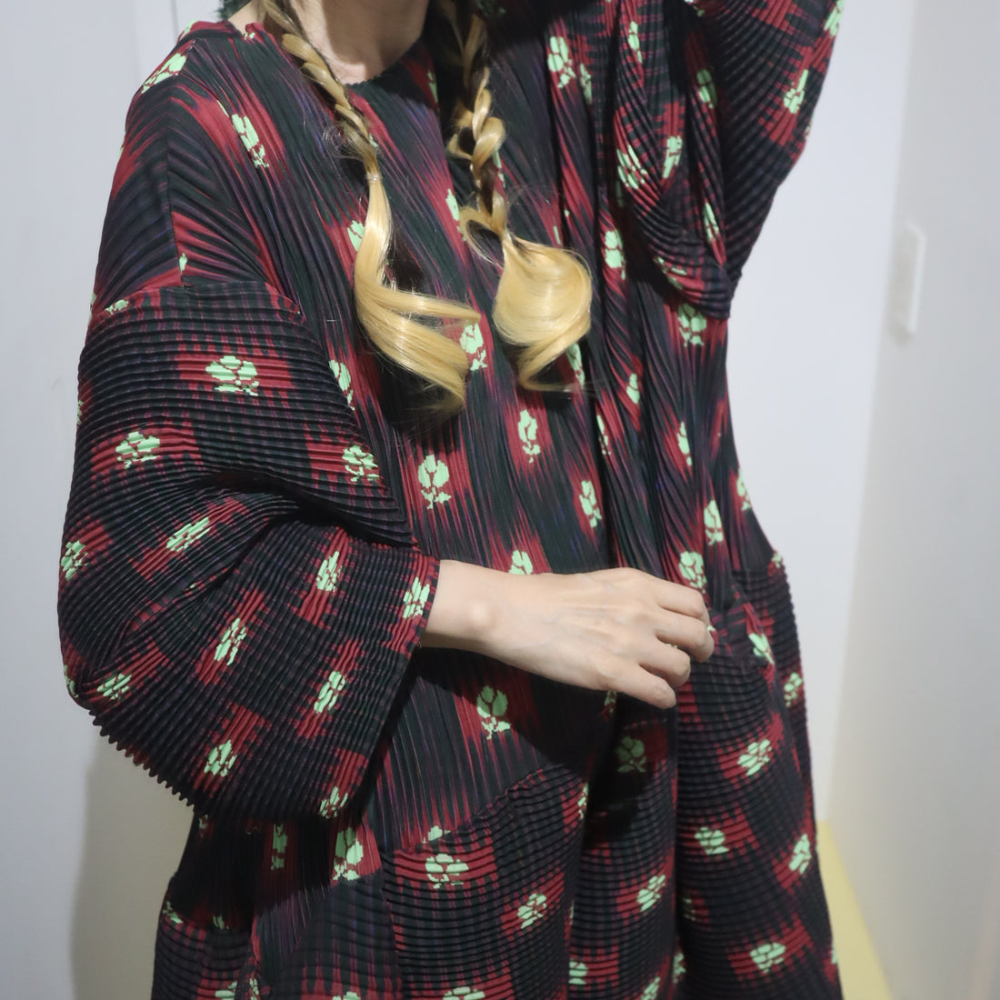 JULIA HEUER  PAX HANDPLEATED DRESS IN RUBY ROMAN