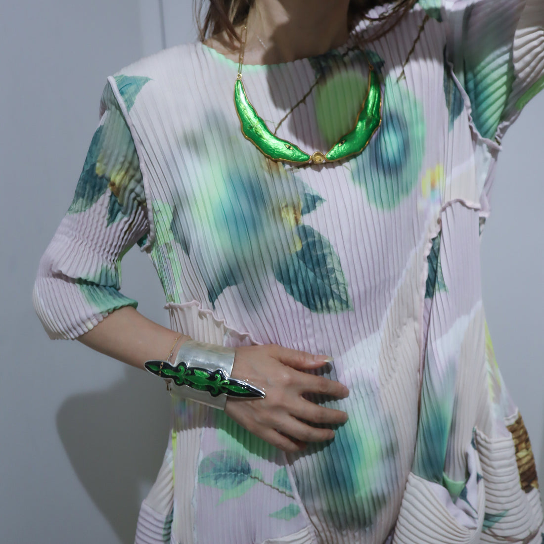 JULIA HEUER  UMA HANDPLEATED DRESS IN EDWARD