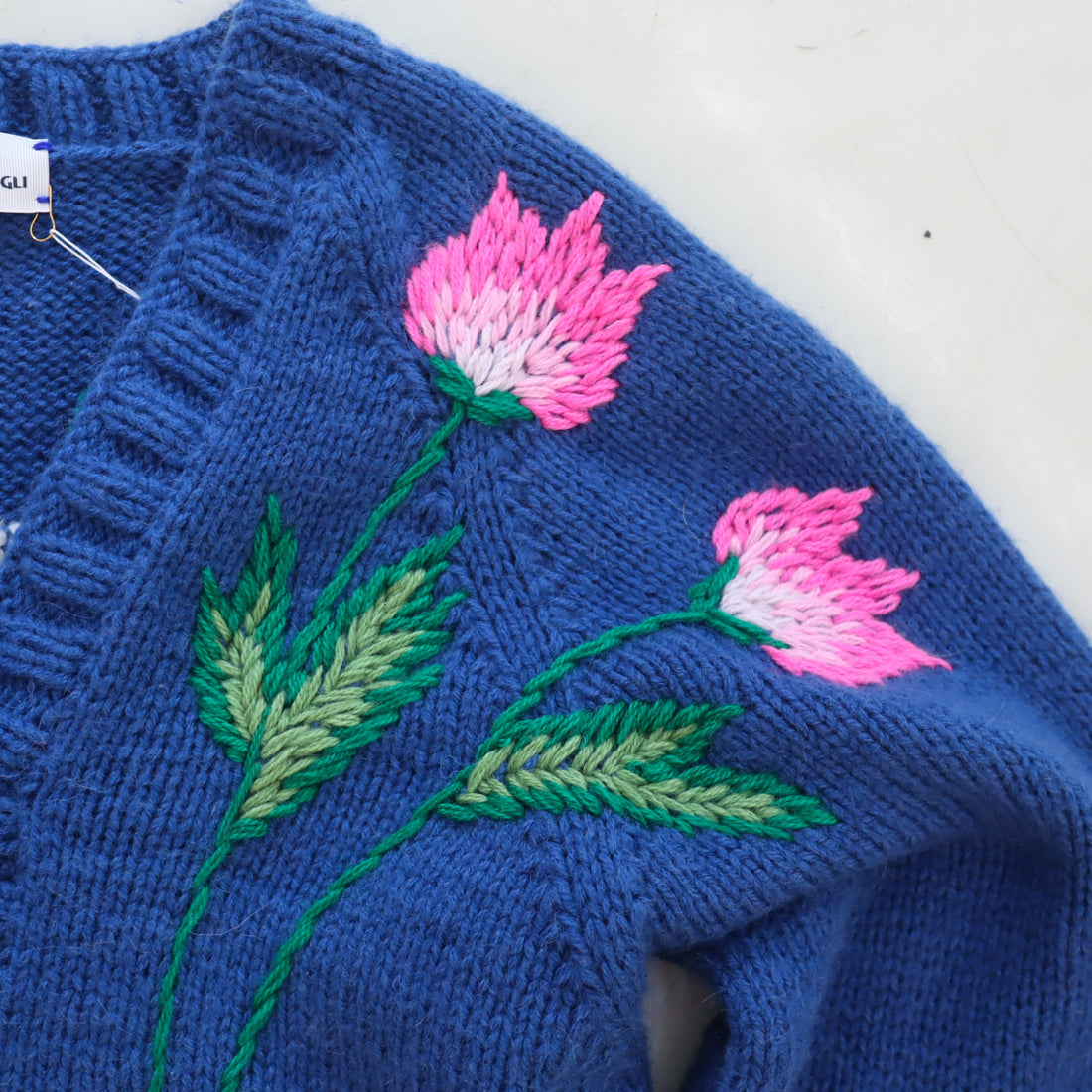 SOFIO GONGLI WAVE KNIT CARDIGAN BLUE